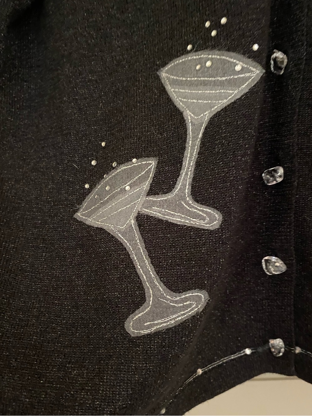 Christina Rotelli Art to Wear Martini Glasses Novelty Cardigan Size Large - Picture 8 of 12